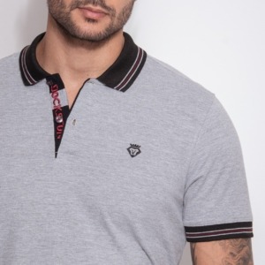 CAMISETA GOLA POLO PIQUET MESCLA COM DETALHES MC