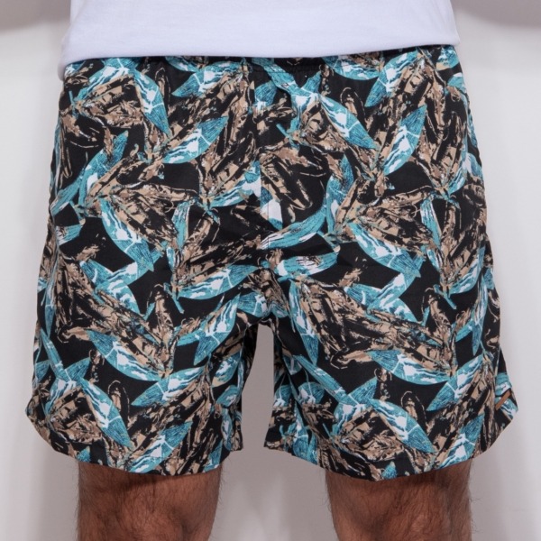 SHORT FOLHAS TEXTURIZADAS TURQUESA